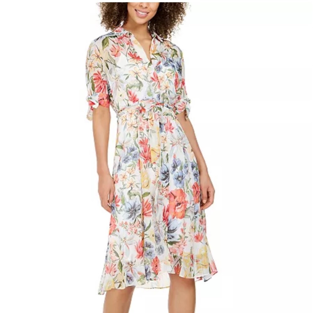 SOLD Calvin Klein Floral Midi Dress - Picture 1 of 9